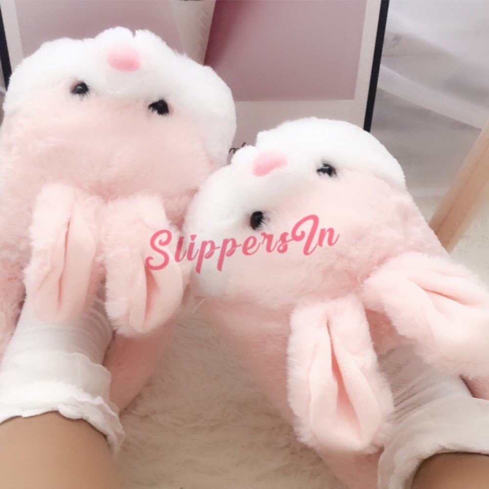 pink fuzzy bunny slippers