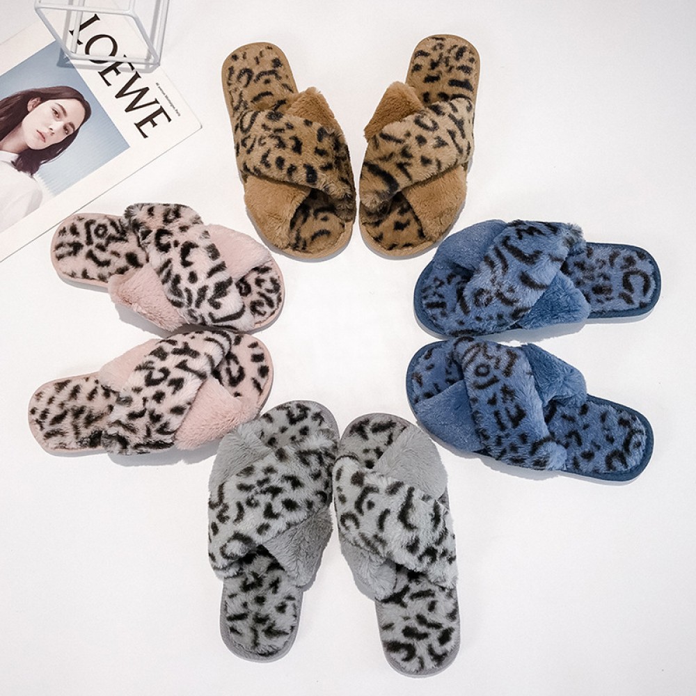 women's fuzzy criss cross slippers
