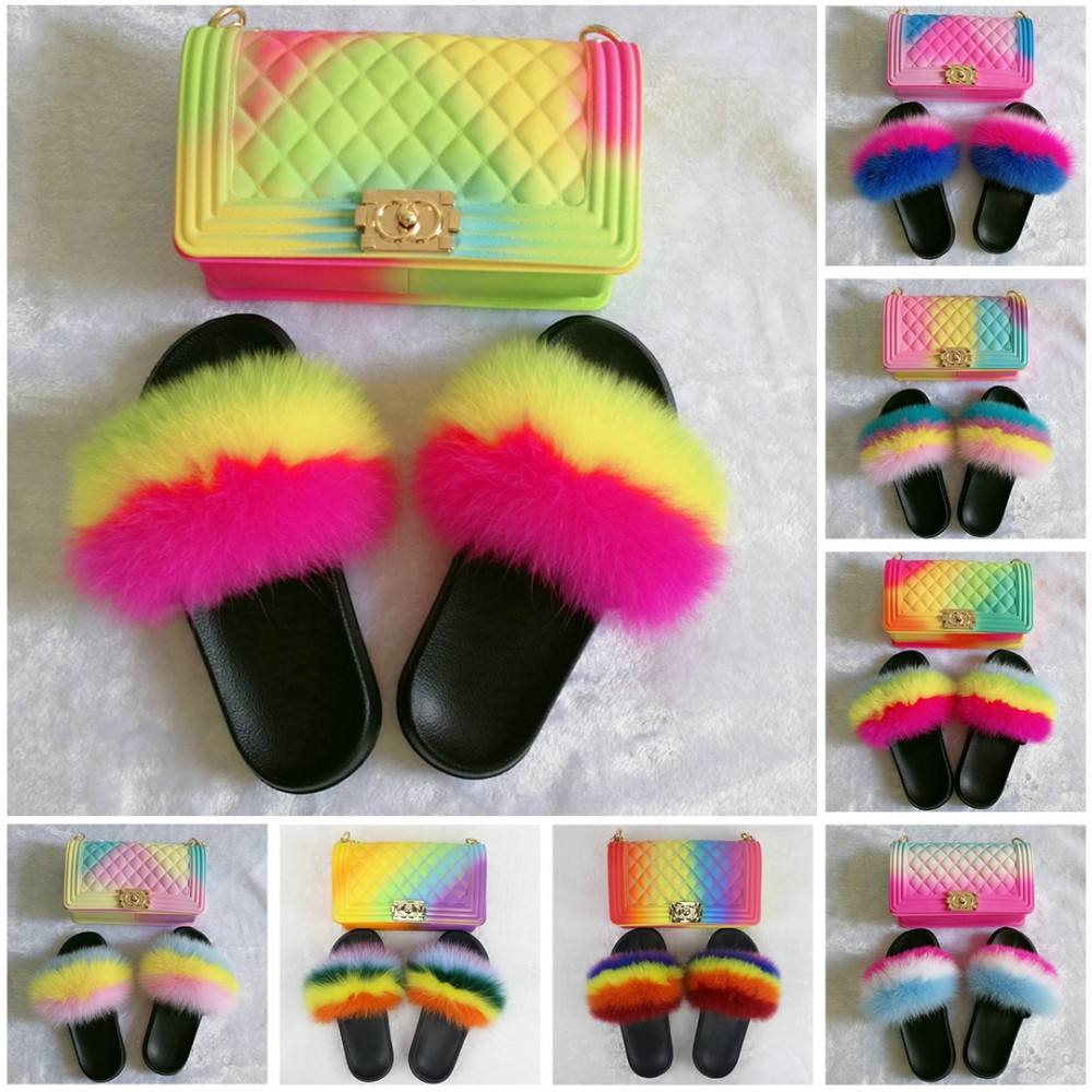 rainbow fluffy sliders