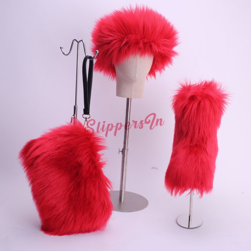 red fur boots