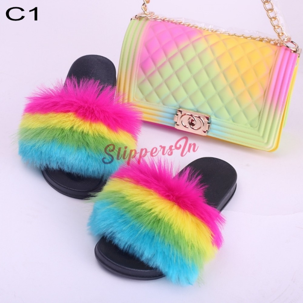 rainbow fuzzy slides