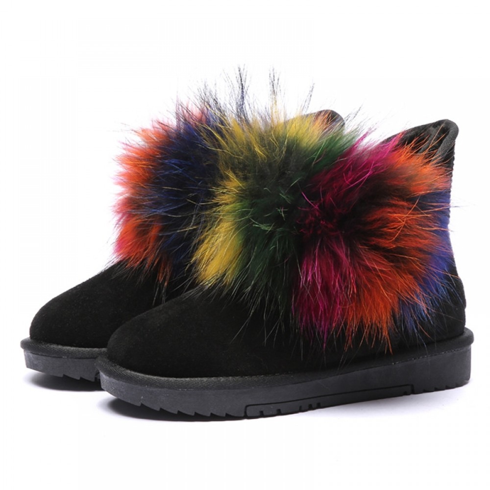 fox fur snow boots