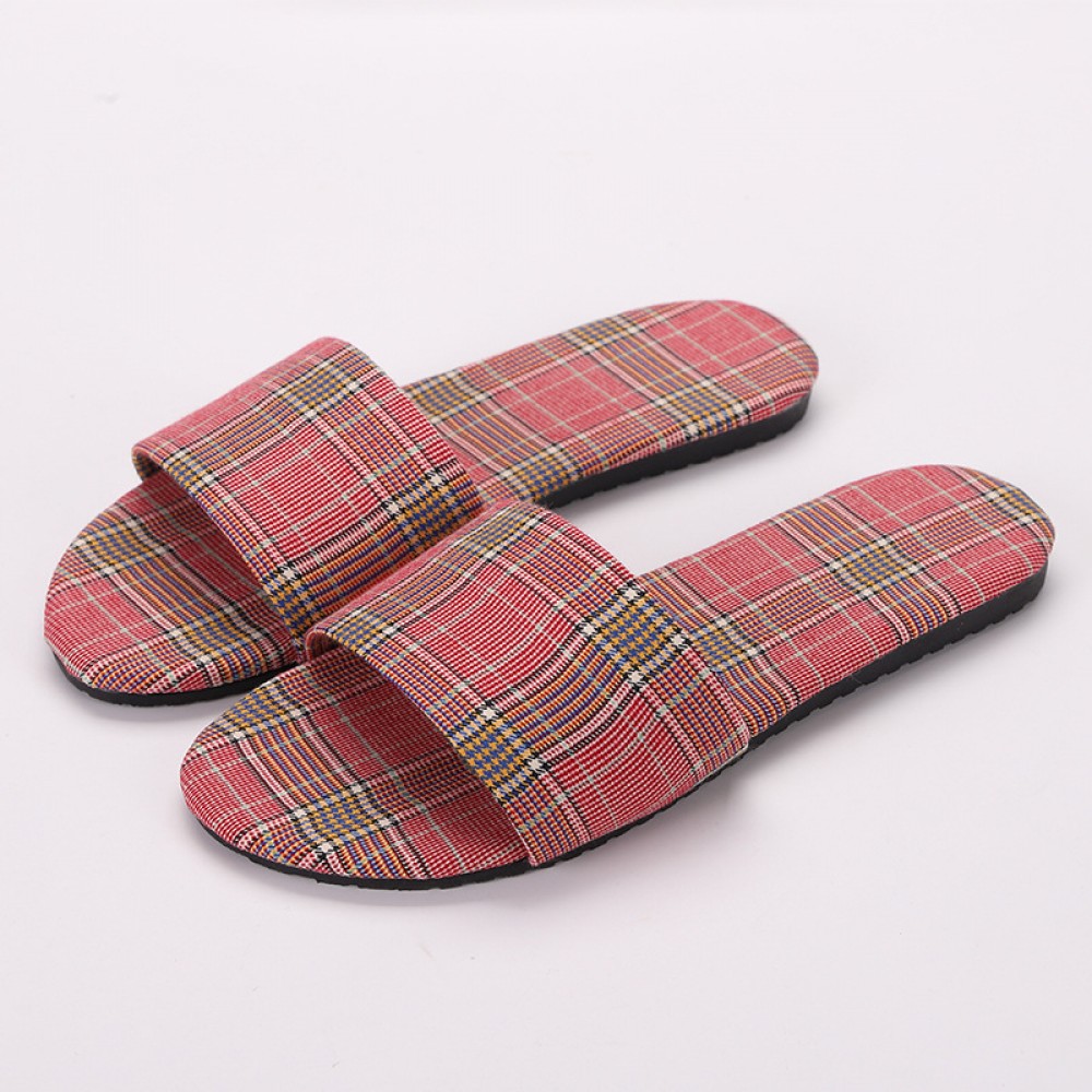 ladies red tartan slippers