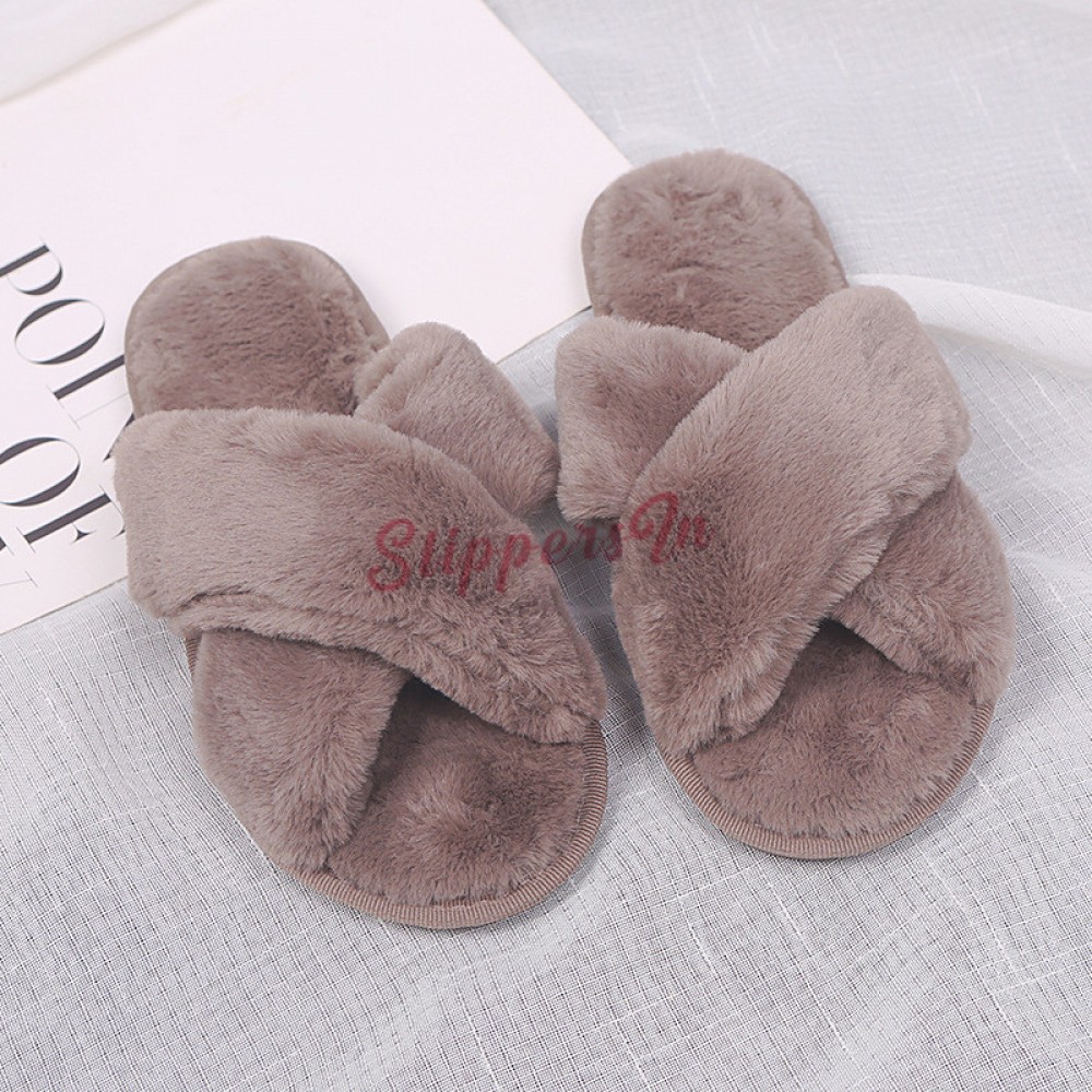 fluffy cross slippers