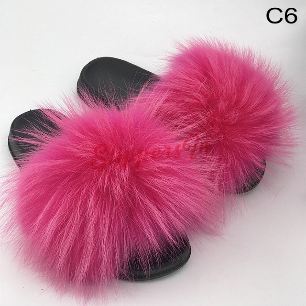 pink flip flops with fur