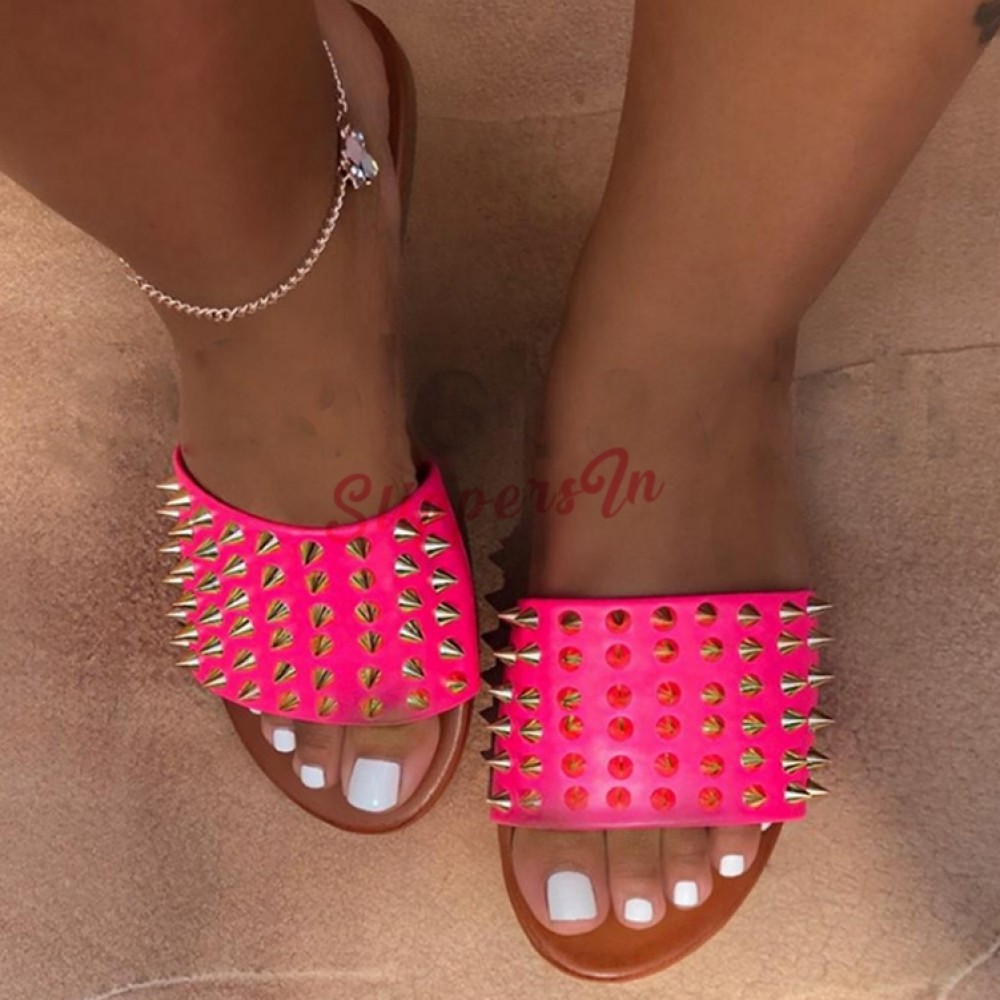 hot pink flat sandals