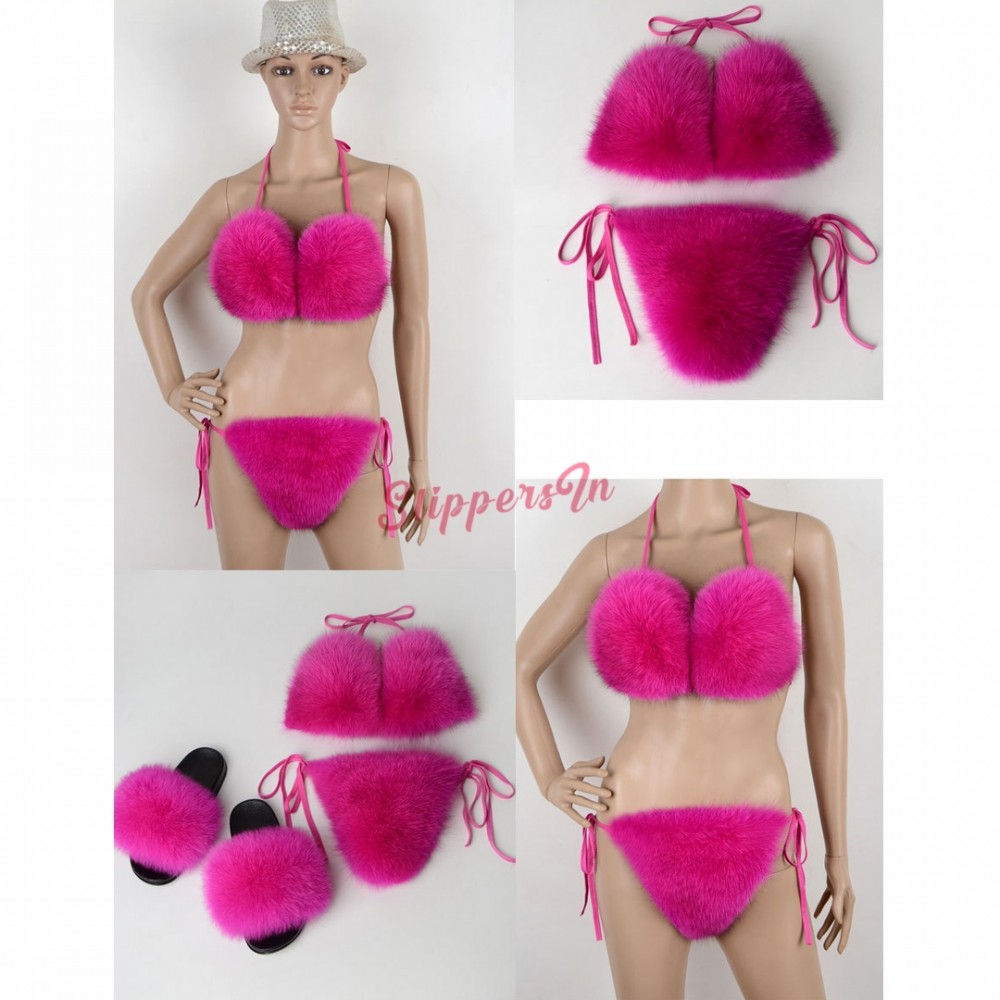 pink fur bikini top