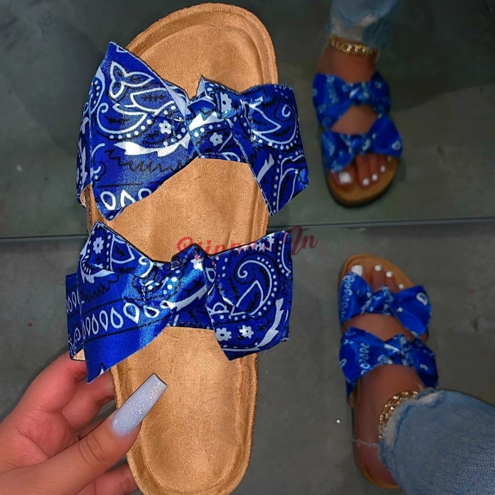 Cute Printed Bows Slide Sandals Women's 