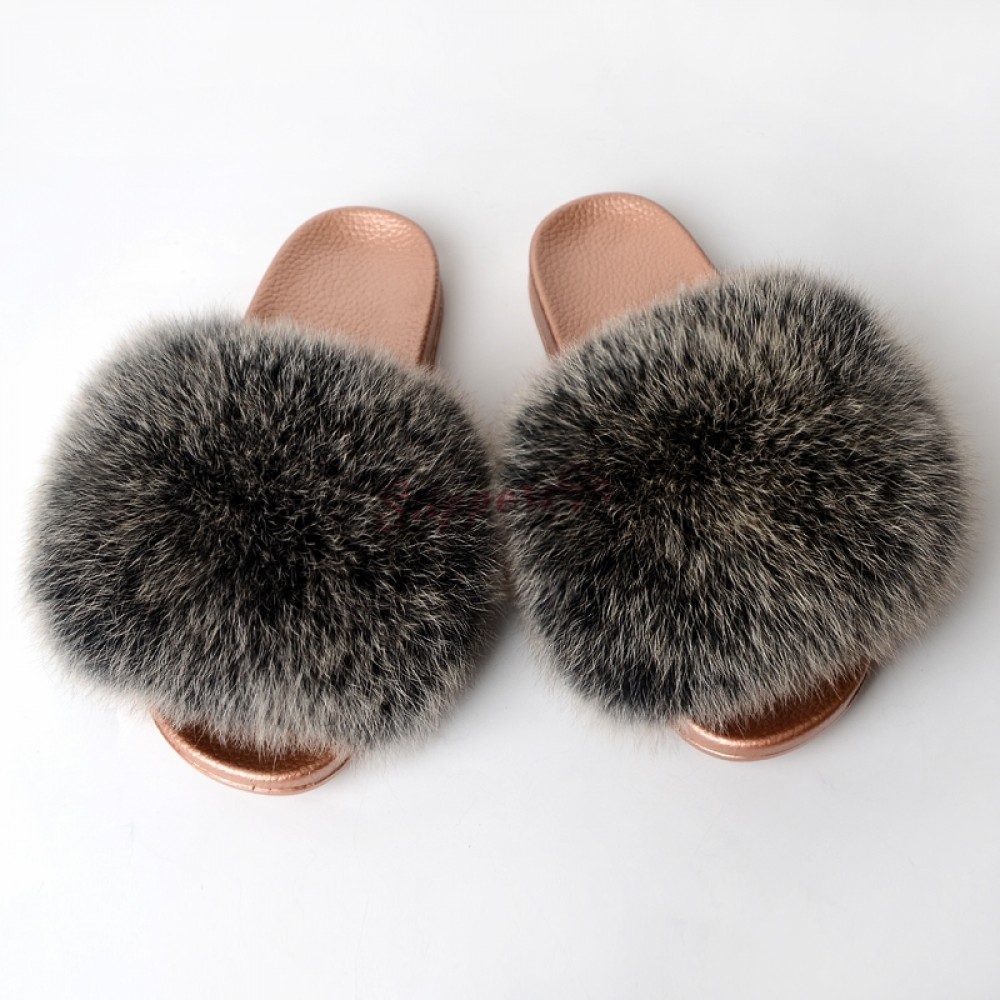 gold fluffy slippers