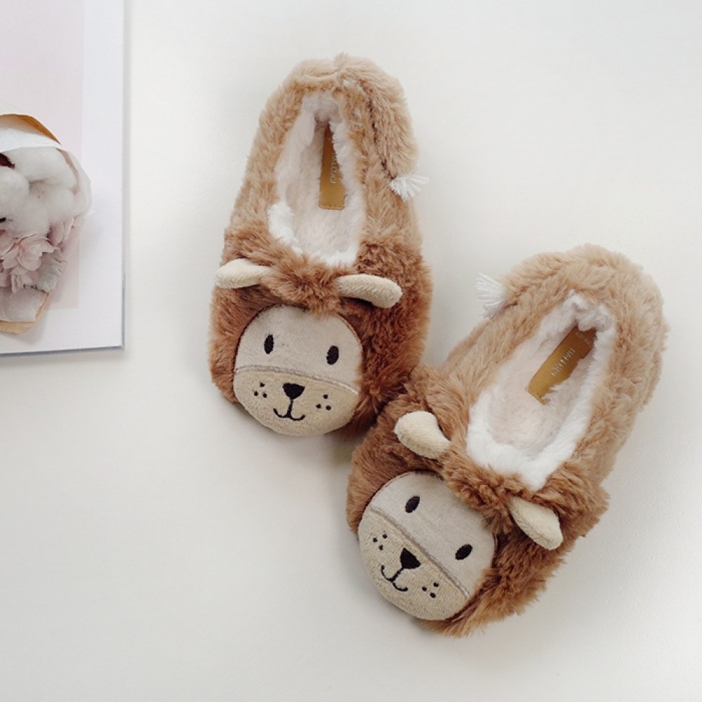 Cute Kids Lion Slippers Fuzzy Closed 