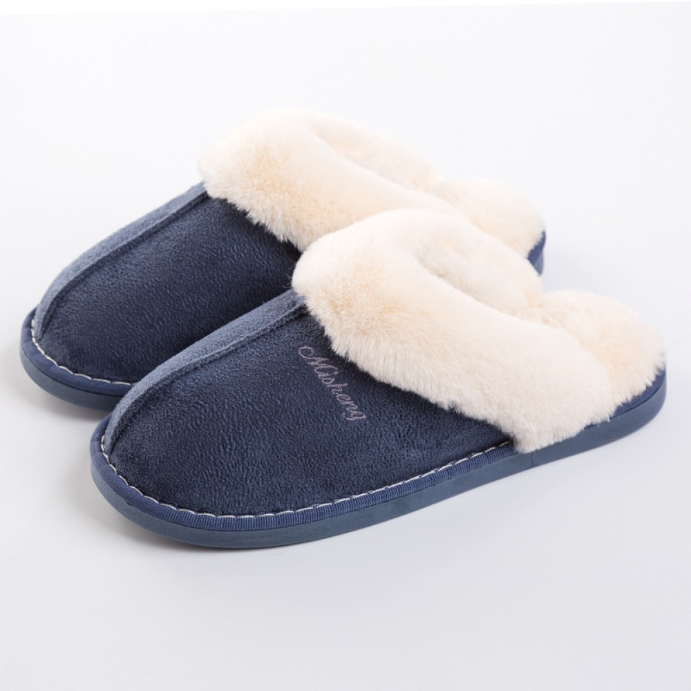 Mens House Slippers Suede Plush Scuff Slippers