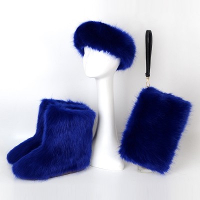 royal blue fur boots