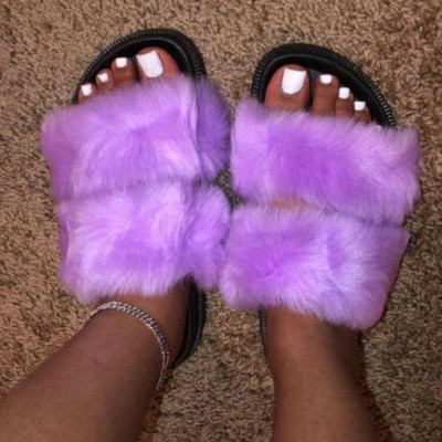 2 strap fur slides